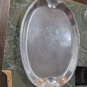 Wilton Armetale Oval Serving Platter Tray Shell Handles Silver Metal
